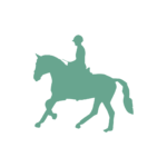 green horse rider on horse icon
