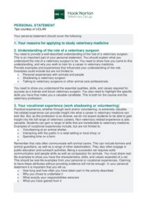 Vets Statement Examples Personal Statement - Hook Norton Veterinary Group