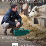 Hook Norton Veterinary Group infographic: Why Does Testing Matter, showing a farmer with a cow and benefits of routine bovine TB testing